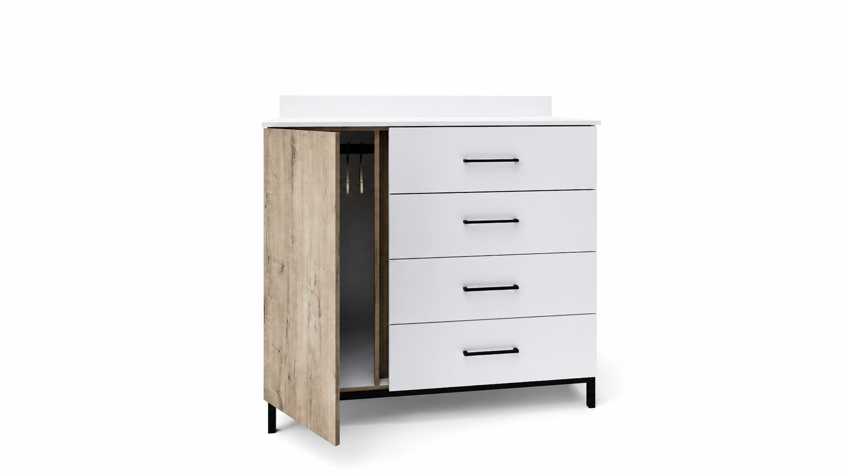 Single Hanging & 4-Drawer Unit